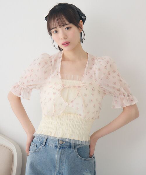 ems excite（エムズエキサイト）の「【セットアイテム】フロントリボンボレロSET（シャツ/ブラウス・レディース・ブルー系その他/ホワイト系その他/ピンク系その他・FREE）」の9枚目の写真