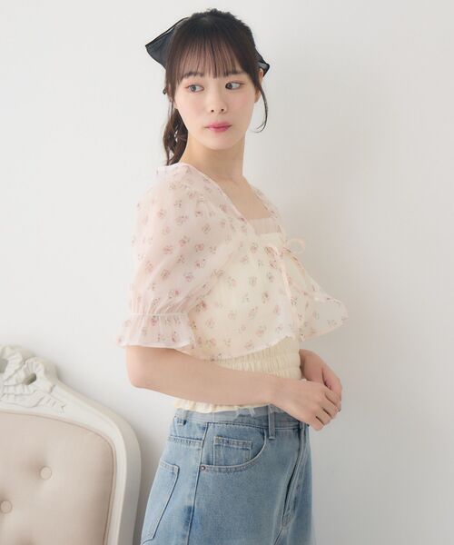 ems excite（エムズエキサイト）の「【セットアイテム】フロントリボンボレロSET（シャツ/ブラウス・レディース・ブルー系その他/ホワイト系その他/ピンク系その他・FREE）」の10枚目の写真