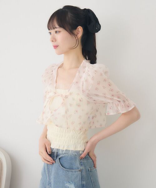 ems excite（エムズエキサイト）の「【セットアイテム】フロントリボンボレロSET（シャツ/ブラウス・レディース・ブルー系その他/ホワイト系その他/ピンク系その他・FREE）」の11枚目の写真