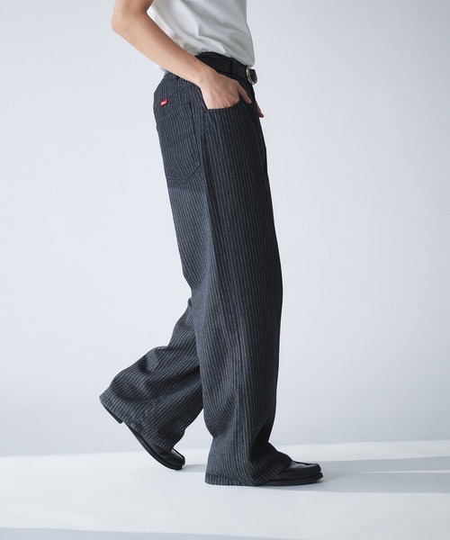 Adoon plain（アドーンプレーン）の「STRIPE DART WIDE STRAIGHT DENIM / ストライプダーツワイドストレートデニム（デニムパンツ・メンズ・ネイビー/ブラック・SMALL/MEDIUM/LARGE）」の4枚目の写真