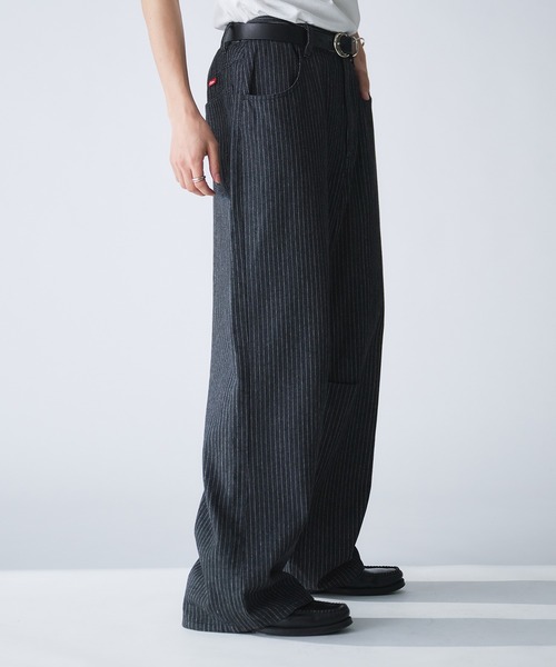 Adoon plain（アドーンプレーン）の「STRIPE DART WIDE STRAIGHT DENIM / ストライプダーツワイドストレートデニム（デニムパンツ・メンズ・ネイビー/ブラック・SMALL/MEDIUM/LARGE）」の7枚目の写真
