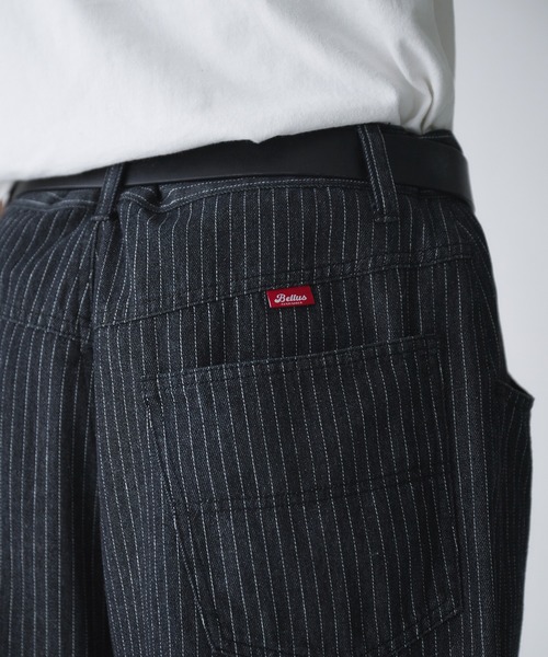 Adoon plain（アドーンプレーン）の「STRIPE DART WIDE STRAIGHT DENIM / ストライプダーツワイドストレートデニム（デニムパンツ・メンズ・ネイビー/ブラック・SMALL/MEDIUM/LARGE）」の12枚目の写真