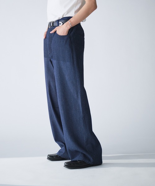 Adoon plain（アドーンプレーン）の「STRIPE DART WIDE STRAIGHT DENIM / ストライプダーツワイドストレートデニム（デニムパンツ・メンズ・ネイビー/ブラック・SMALL/MEDIUM/LARGE）」の15枚目の写真