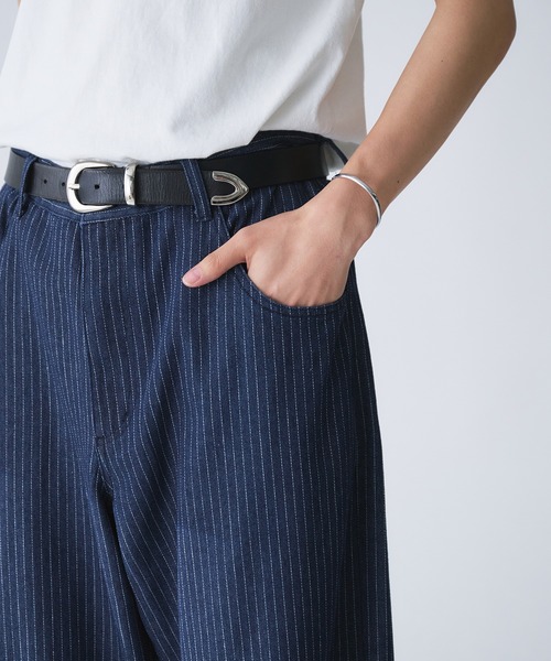 Adoon plain（アドーンプレーン）の「STRIPE DART WIDE STRAIGHT DENIM / ストライプダーツワイドストレートデニム（デニムパンツ・メンズ・ネイビー/ブラック・SMALL/MEDIUM/LARGE）」の18枚目の写真