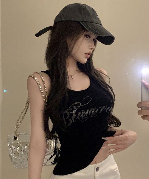 VIBGYOR（ヴィブジョー）の「ラインストーン ロゴ タンクトップ(CZ)（タンクトップ・レディース・ホワイト/ブラック/グレー・MEDIUM/LARGE）」の10枚目の写真