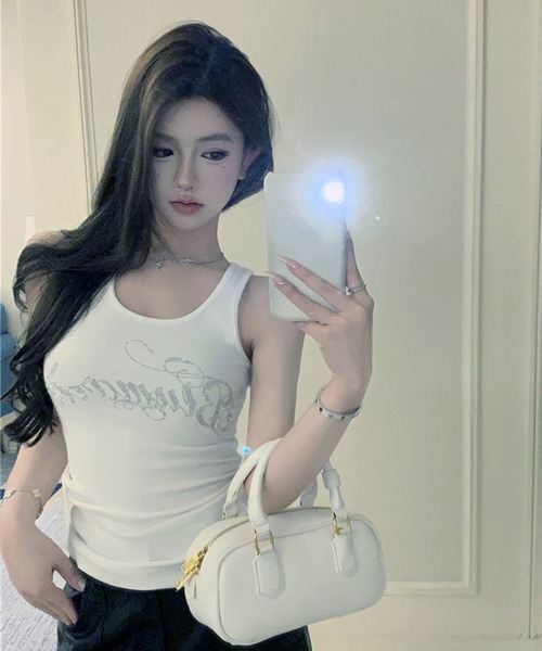 VIBGYOR（ヴィブジョー）の「ラインストーン ロゴ タンクトップ(CZ)（タンクトップ・レディース・ホワイト/ブラック/グレー・MEDIUM/LARGE）」の14枚目の写真