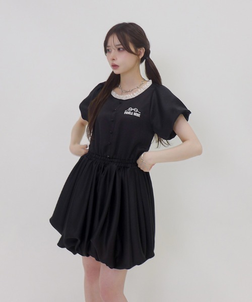 FickleBebe リボンジャガードワンピース ブラック フィクルベベ ジャガードワンピース | outlet | axes femme online shop