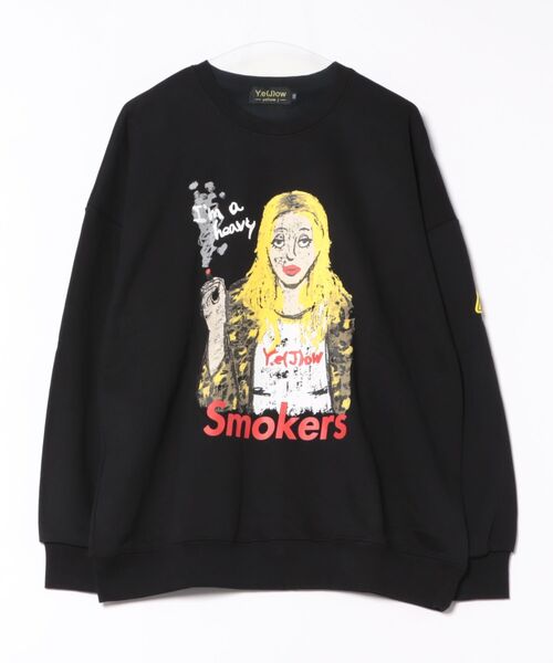 JUGLANS(ユグランス)の「【Y.e(J)ow】 SMOKING GIRL クルーネック(Tシャツ/カットソー・メンズ・ブラック/チャコール/ホワイト・L/M)」の2枚目の写真