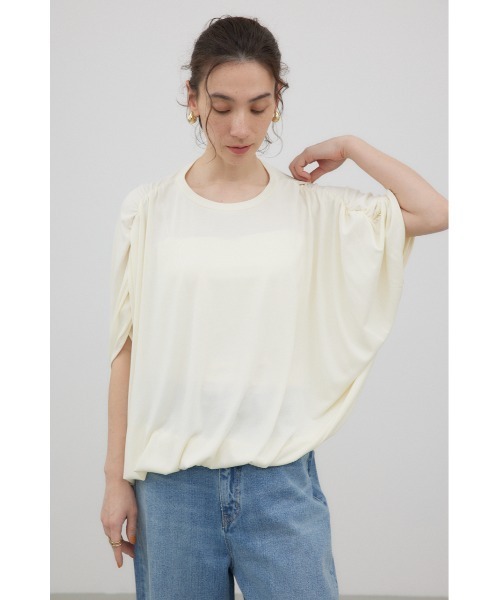 crie conforto(クリーコンフォルト)の「ギャザープルオーバー(Tシャツ/カットソー・レディース・ライトグリーン/アイボリー/ネイビー・FREE)」の1枚目の写真