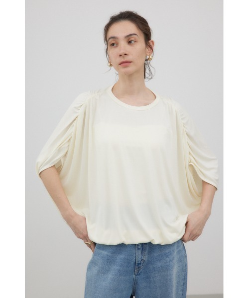 crie conforto(クリーコンフォルト)の「ギャザープルオーバー(Tシャツ/カットソー・レディース・ライトグリーン/アイボリー/ネイビー・FREE)」の4枚目の写真