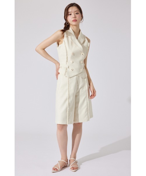 rienda（リエンダ）の「【AKB48千葉恵里さん着用】ベルト付きハーフパンツ セットアップ 夏服（スラックス・レディース・アイボリー/ブラウン・SMALL/MEDIUM）」の3枚目の写真
