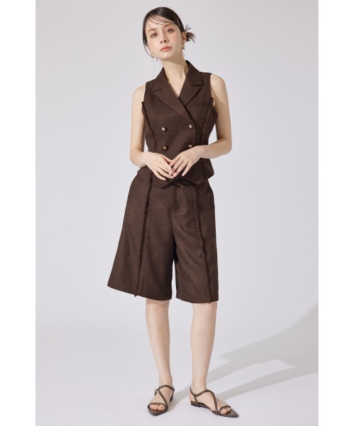 rienda（リエンダ）の「【AKB48千葉恵里さん着用】ベルト付きハーフパンツ セットアップ 夏服（スラックス・レディース・アイボリー/ブラウン・SMALL/MEDIUM）」の14枚目の写真