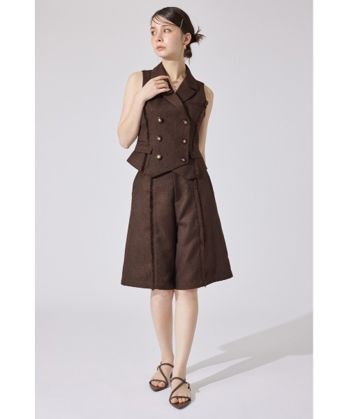 rienda（リエンダ）の「【AKB48千葉恵里さん着用】ベルト付きハーフパンツ セットアップ 夏服（スラックス・レディース・アイボリー/ブラウン・SMALL/MEDIUM）」の15枚目の写真