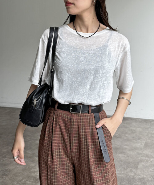 CPCM（シーピーシーエム）の「スラブシアー半袖T（Tシャツ/カットソー・レディース・アイボリー/ブラック/イエロー/ホワイト/レッド/グレー/イエロー系その他・FREE）」の2枚目の写真