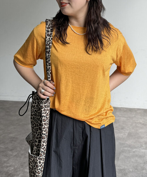 CPCM（シーピーシーエム）の「スラブシアー半袖T（Tシャツ/カットソー・レディース・アイボリー/ブラック/イエロー/ホワイト/レッド/グレー/イエロー系その他・FREE）」の5枚目の写真