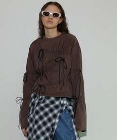 Shirring Many Ribbons Tops/シャーリングメニーリボントップス