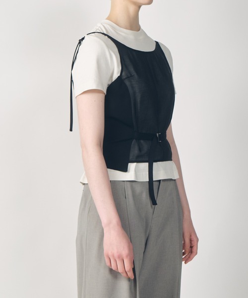 LE CIEL BLEU(ルシェルブルー)の「バックアンドフロントジレ / Back and Front Gilet(シャツ/ブラウス・レディース・ベージュ/ブラック・36/38)」の7枚目の写真
