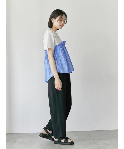 Samansa Mos2 blue(サマンサモスモスブルー)の「【接触冷感】イージーパンツ(その他パンツ・レディース・ライトベージュ/ブルー/グレー/ブラック・F)」の17枚目の写真