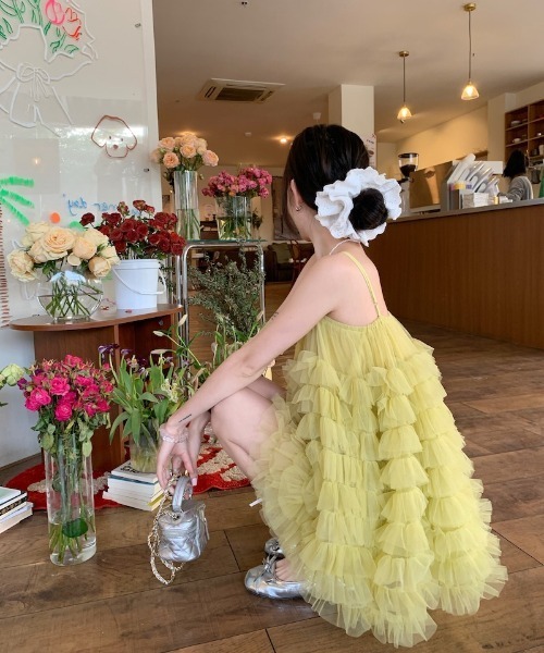 gossip!ロサンゼルス(ゴシップロサンゼルス)の「Y2K レイヤリングデザイン エアリームードキャミソール 【垢抜けレイヤードアイテム】(Tシャツ/カットソー・レディース・レモンイエロー/ブラック・FREE)」の10枚目の写真