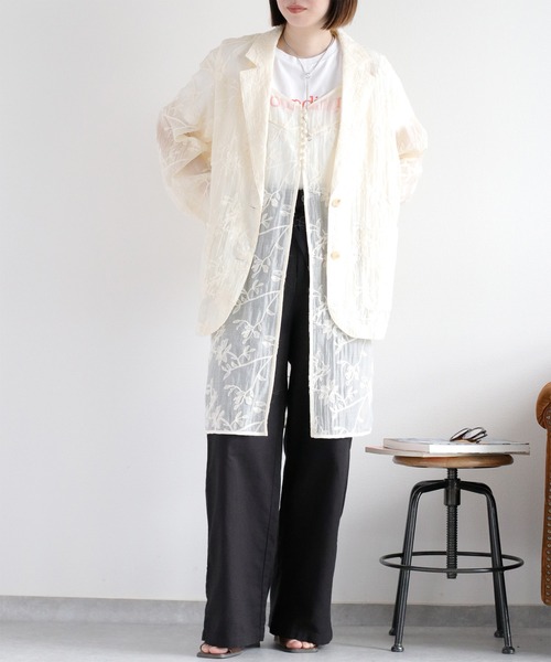 cepo(セポ)の「〈セットアップ対応〉フラワー刺繍キャミワンピース(ワンピース・レディース・オフホワイト/ブラウン・M)」の4枚目の写真