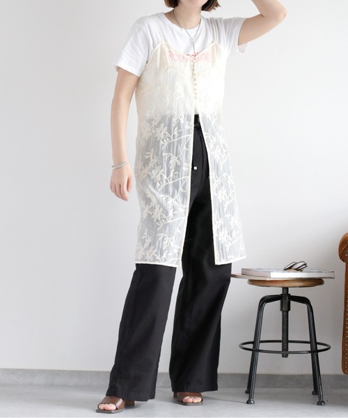 cepo(セポ)の「〈セットアップ対応〉フラワー刺繍キャミワンピース(ワンピース・レディース・オフホワイト/ブラウン・M)」の5枚目の写真