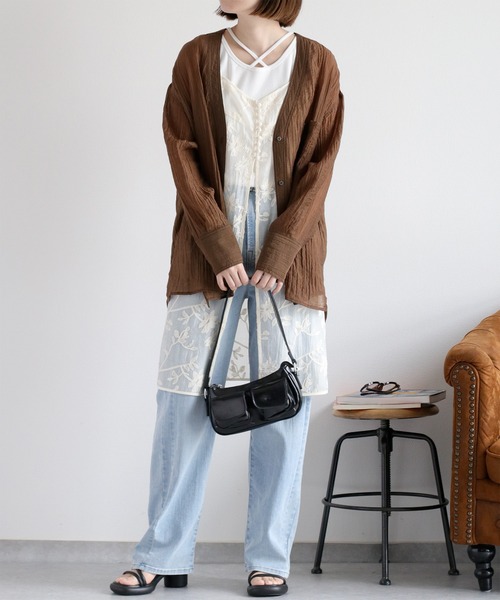 cepo(セポ)の「〈セットアップ対応〉フラワー刺繍キャミワンピース(ワンピース・レディース・オフホワイト/ブラウン・M)」の10枚目の写真