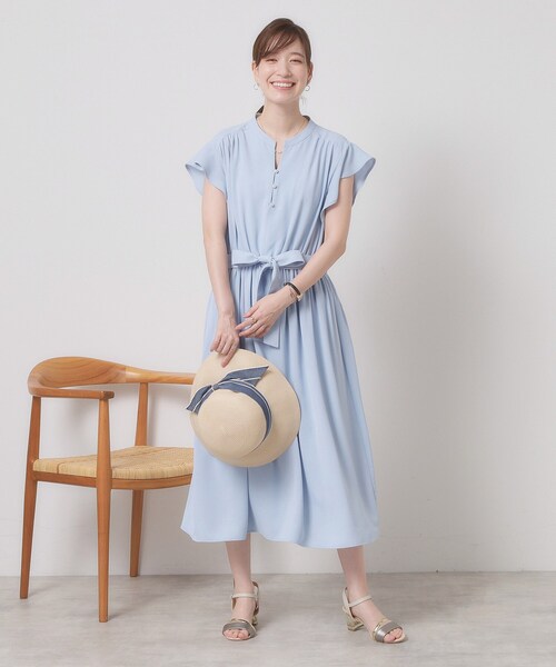 ITS'DEMO(イッツデモ)の「【手洗い可】フリル袖ブラウジングワンピース(ワンピース・レディース・サックスブルー/ブラック系/ホワイト系3/ネイビー・00)」の7枚目の写真