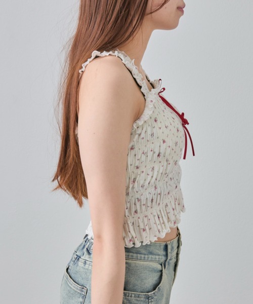 OLIVE des OLIVE（オリーブデオリーブ）の「肩フリルシャーリングキャミ（キャミソール・レディース・アイボリー/オフホワイト/ホワイト/ブラウン・FREE）」の17枚目の写真