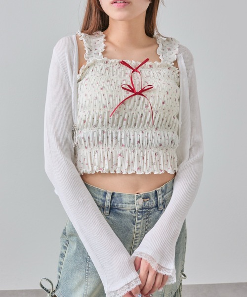 OLIVE des OLIVE（オリーブデオリーブ）の「肩フリルシャーリングキャミ（キャミソール・レディース・アイボリー/オフホワイト/ホワイト/ブラウン・FREE）」の11枚目の写真