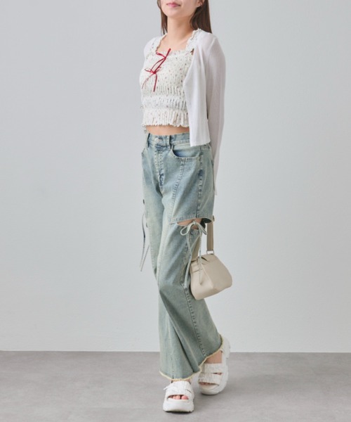 OLIVE des OLIVE（オリーブデオリーブ）の「肩フリルシャーリングキャミ（キャミソール・レディース・アイボリー/オフホワイト/ホワイト/ブラウン・FREE）」の12枚目の写真