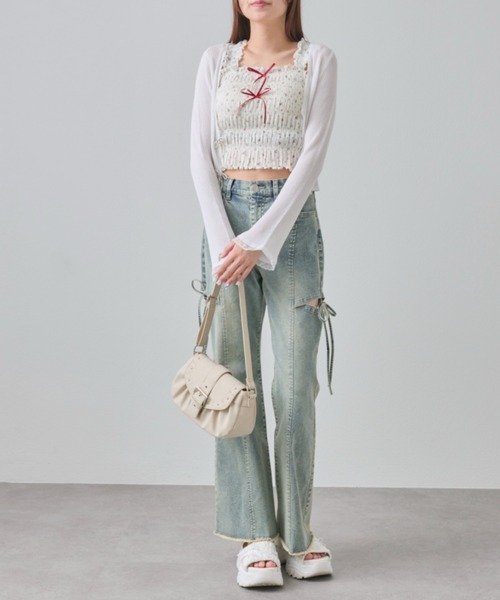 OLIVE des OLIVE（オリーブデオリーブ）の「肩フリルシャーリングキャミ（キャミソール・レディース・アイボリー/オフホワイト/ホワイト/ブラウン・FREE）」の13枚目の写真