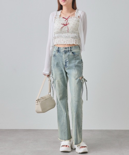 OLIVE des OLIVE（オリーブデオリーブ）の「肩フリルシャーリングキャミ（キャミソール・レディース・アイボリー/オフホワイト/ホワイト/ブラウン・FREE）」の15枚目の写真