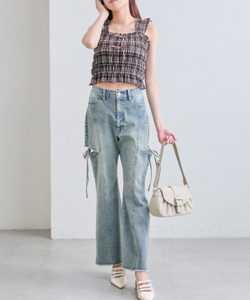 OLIVE des OLIVE（オリーブデオリーブ）の「肩フリルシャーリングキャミ（キャミソール・レディース・アイボリー/オフホワイト/ホワイト/ブラウン・FREE）」の22枚目の写真