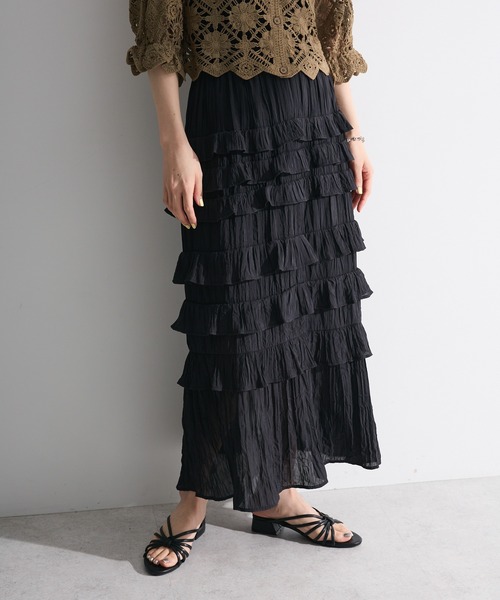 Sugar spoon(シュガースプーン)の「・SUGAR SPOON メニーフリルスカート(スカート・レディース・ブラック/グリーン/オフホワイト・FREE)」の1枚目の写真