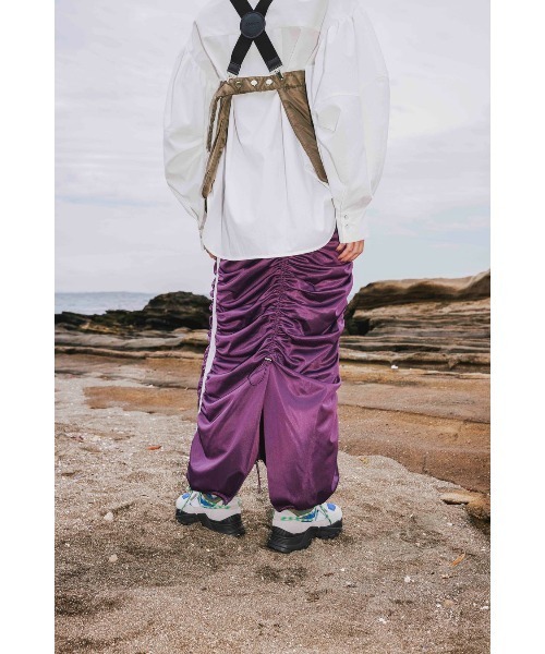 OMMO(オーエムエムオー)の「DRAWSTRING JERSEY SK(スカート・レディース・パープル/ブラック・36/38)」の7枚目の写真