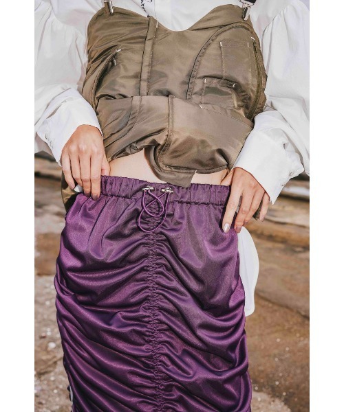 OMMO(オーエムエムオー)の「DRAWSTRING JERSEY SK(スカート・レディース・パープル/ブラック・36/38)」の6枚目の写真