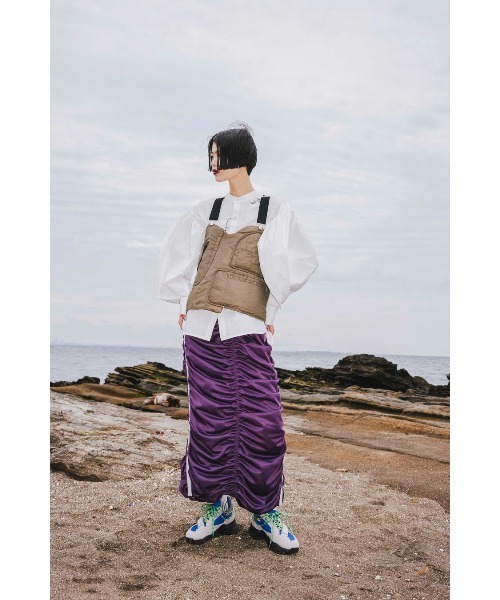 OMMO(オーエムエムオー)の「DRAWSTRING JERSEY SK(スカート・レディース・パープル/ブラック・36/38)」の4枚目の写真