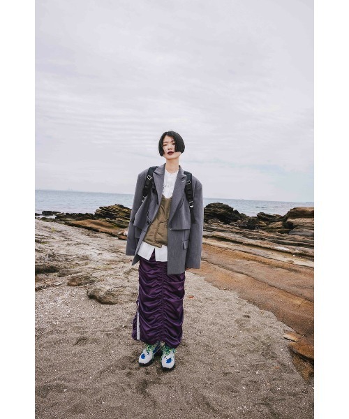 OMMO(オーエムエムオー)の「DRAWSTRING JERSEY SK(スカート・レディース・パープル/ブラック・36/38)」の3枚目の写真