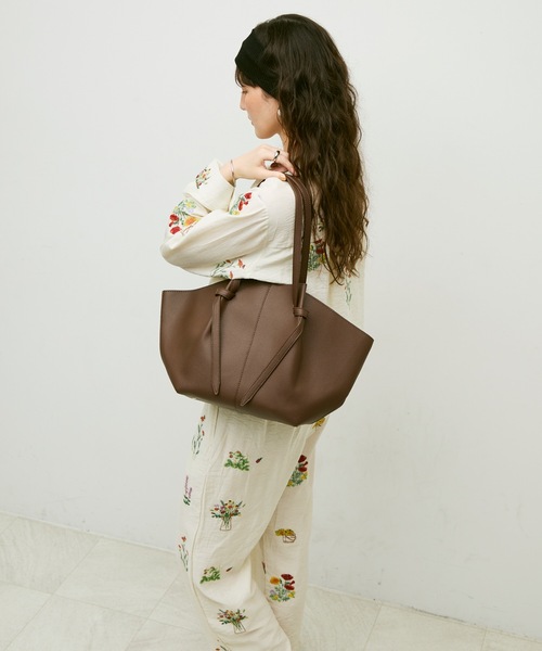 ゆゆ EIGHT TOTE BAG 2708P トートバッグ ブラウン レモンイエロー 横型トートバッグ 品質の牛革 人気バッグ