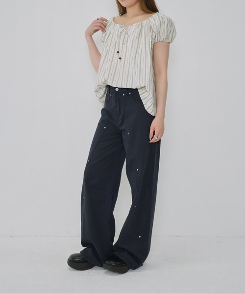 zozo限定】2way フェミニン ストライプ オフショルトップス（T