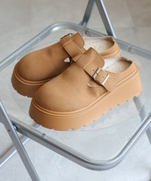 VIVIAN | もこもこボア中敷き厚底ベルトデザインサボサンダル(その他シューズ)