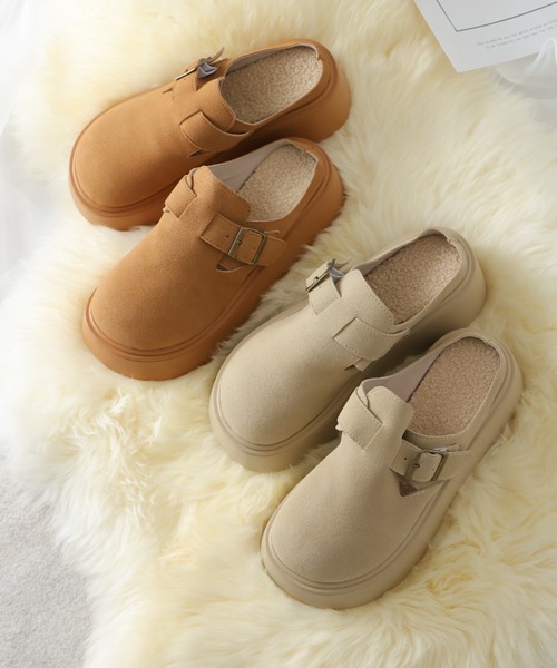 VIVIAN（ヴィヴィアン）の「もこもこボア中敷き厚底ベルトデザインサボサンダル（その他シューズ・レディース・キャメル/ベージュ・LL/L/M/S）」の3枚目の写真