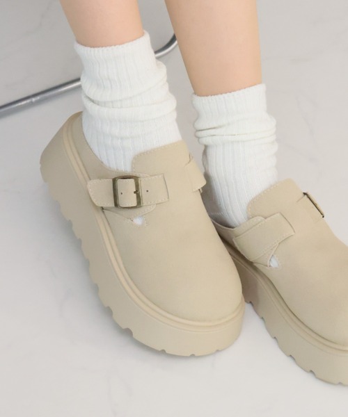 VIVIAN（ヴィヴィアン）の「もこもこボア中敷き厚底ベルトデザインサボサンダル（その他シューズ・レディース・キャメル/ベージュ・LL/L/M/S）」の7枚目の写真