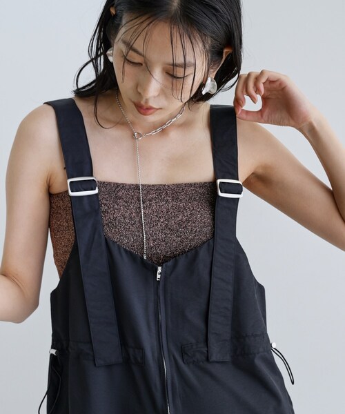 GALLEST（ギャレスト）の「【一部店舗限定】ウエストドロストサロペット（サロペット/オーバーオール・レディース・ホワイト系/ブラック・38）」の2枚目の写真