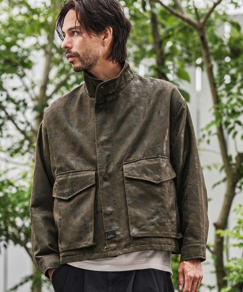 CAMBIO(カンビオ)の「mj10921-Vintage Like Synthetic Leather Short Flight Jacket レザージャケット(ミリタリージャケット・メンズ・ブラック/カーキ/ブラウン・M/L)」の3枚目の写真