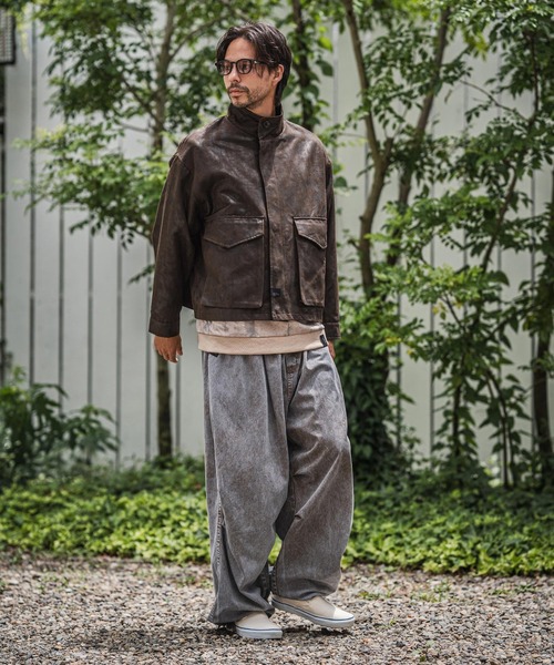 CAMBIO(カンビオ)の「mj10921-Vintage Like Synthetic Leather Short Flight Jacket レザージャケット(ミリタリージャケット・メンズ・ブラック/カーキ/ブラウン・M/L)」の21枚目の写真