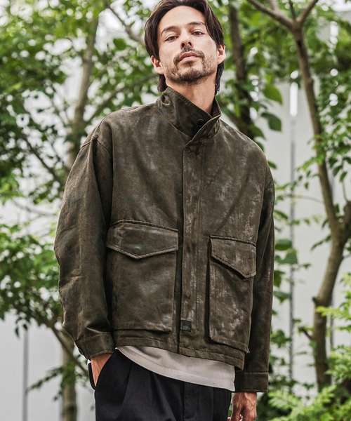 CAMBIO(カンビオ)の「mj10921-Vintage Like Synthetic Leather Short Flight Jacket レザージャケット(ミリタリージャケット・メンズ・ブラック/カーキ/ブラウン・M/L)」の20枚目の写真