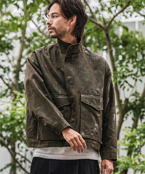 CAMBIO(カンビオ)の「mj10921-Vintage Like Synthetic Leather Short Flight Jacket レザージャケット(ミリタリージャケット・メンズ・ブラック/カーキ/ブラウン・M/L)」の18枚目の写真