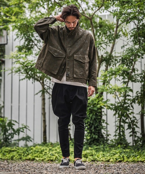 CAMBIO(カンビオ)の「mj10921-Vintage Like Synthetic Leather Short Flight Jacket レザージャケット(ミリタリージャケット・メンズ・ブラック/カーキ/ブラウン・M/L)」の15枚目の写真
