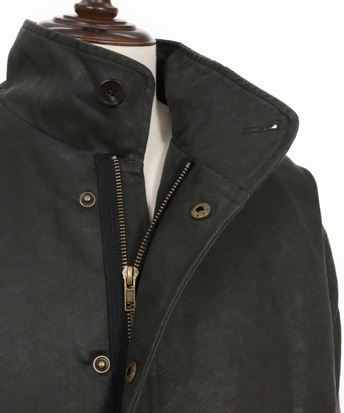 CAMBIO(カンビオ)の「mj10921-Vintage Like Synthetic Leather Short Flight Jacket レザージャケット(ミリタリージャケット・メンズ・ブラック/カーキ/ブラウン・M/L)」の6枚目の写真